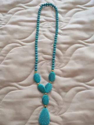 Collar mujer turquesa y dorado