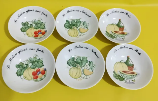6 Boles Porcelana Limoges Le Melón