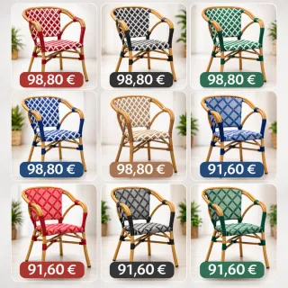 Sillas terraza bistró aluminio efecto roble