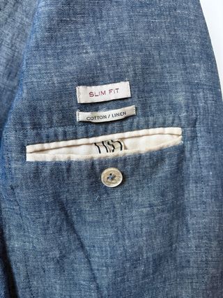 Chaqueta de lino azul hombre