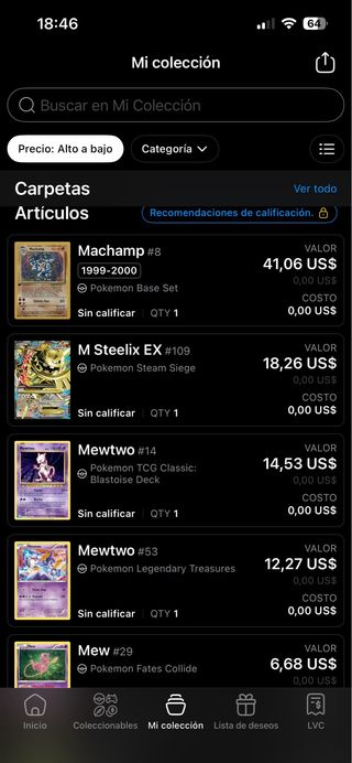 Colección Cartas Pokémon