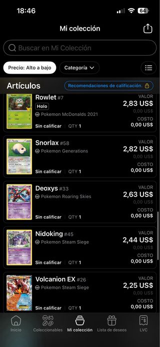 Colección Cartas Pokémon