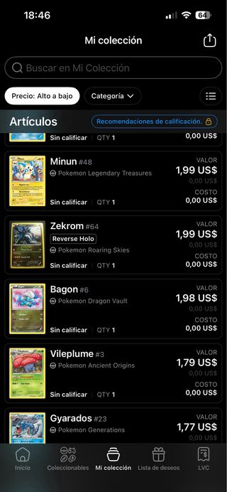 Colección Cartas Pokémon