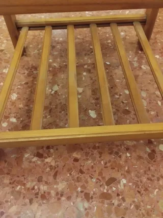 Mesita auxiliar vintage madera y cristal