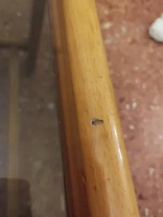 Mesita auxiliar vintage madera y cristal
