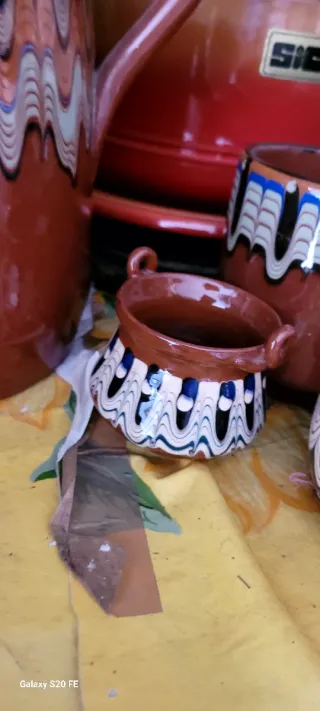 Brocca e Tazze Bulgare Troyan Vintage Anni '50