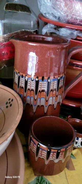 Brocca e Tazze Bulgare Troyan Vintage Anni '50