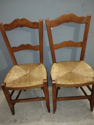 Pareja Sillas Enea Antiguas Madera