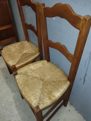 Pareja Sillas Enea Antiguas Madera