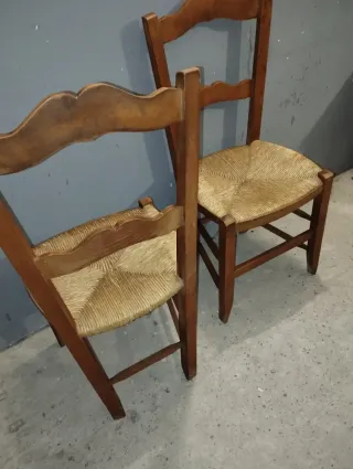 Pareja Sillas Enea Antiguas Madera