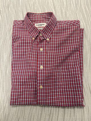 Camisa YSL cuadros roja y blanca