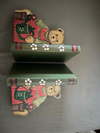 Sujetalibros Ositos Jardineros Madera