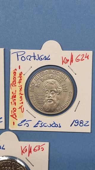 3 Monedas Portugal 25 Escudos 1977 1982 1986