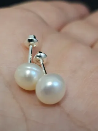 Pendientes de perla y plata