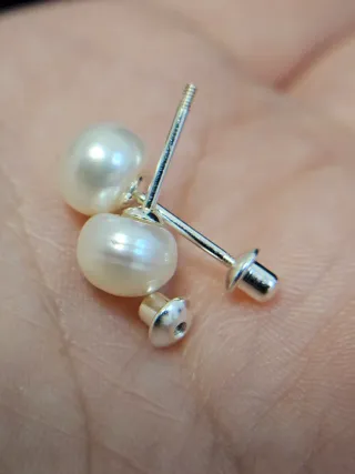 Pendientes de perla y plata