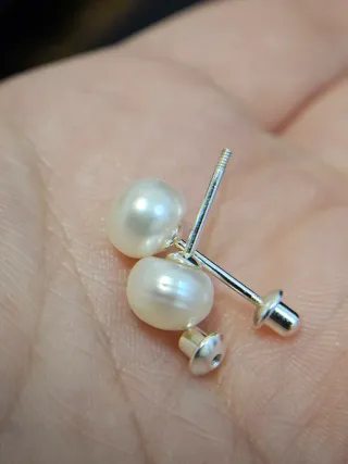 Pendientes de perla y plata