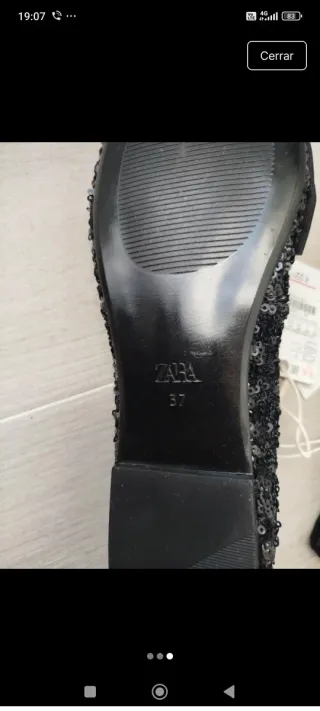 Bailarinas negras lentejuelas lazo talla 37