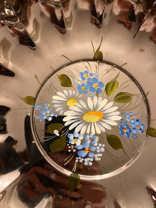 Centrotavola in acciaio dorato e argentato