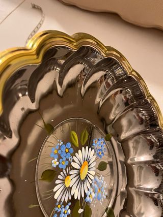 Centrotavola in acciaio dorato e argentato