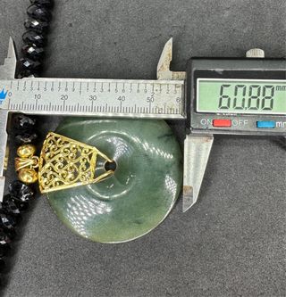 Collar Vintage Jade Verde Cuentas Negras