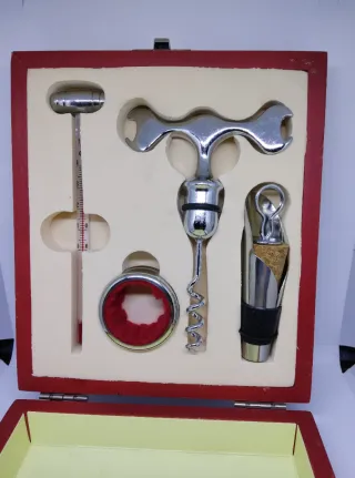 Set Vino Brandani Vintage Legno Metallo