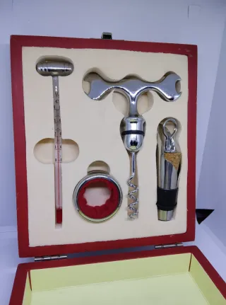 Set Vino Brandani Vintage Legno Metallo