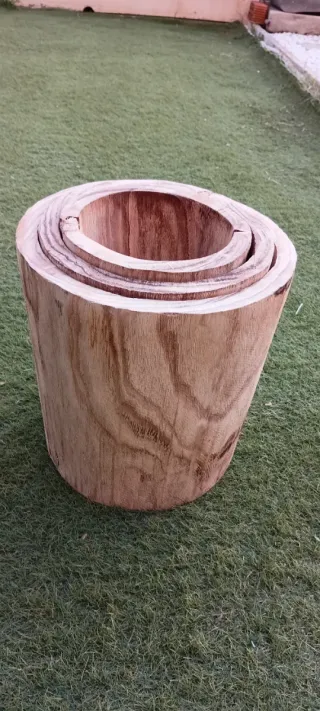 Juego 3 jardineras madera natural Dijk