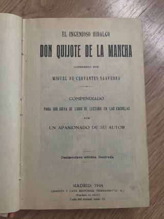 Libro antiguo Don Quijote de la Mancha