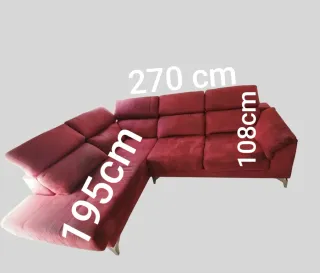 Sofá chaise longue 3 plazas rojo