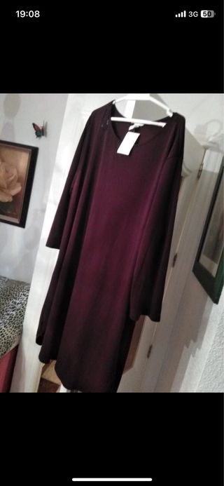 Vestido burdeos manga larga