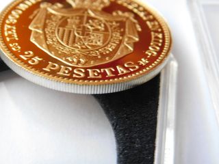 Moneda 25 Pesetas plata 900 baño oro 24k FNMT