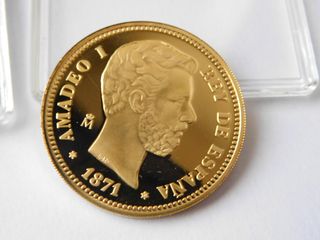 Moneda 25 Pesetas plata 900 baño oro 24k FNMT