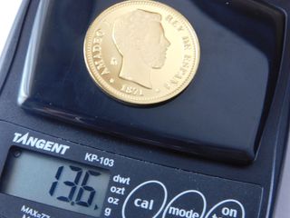 Moneda 25 Pesetas plata 900 baño oro 24k FNMT