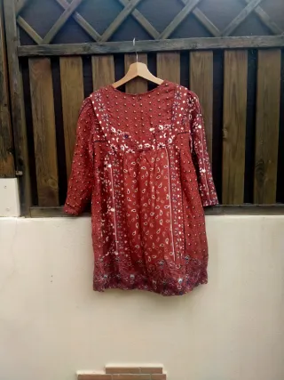 Vestido niña estampado floral marrón