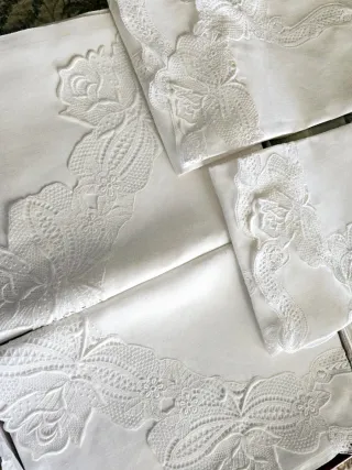 Completo letto matrimoniale lino pizzo