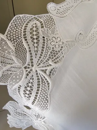 Completo letto matrimoniale lino pizzo