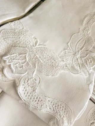 Completo letto matrimoniale lino pizzo