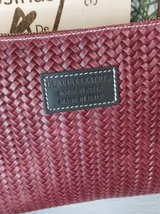 Bolso de  Piel efecto Trenzado color Burdeos