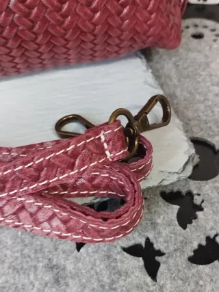 Bolso de  Piel efecto Trenzado color Burdeos