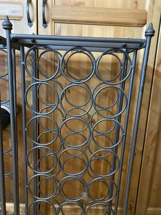 Botellero Vino Hierro Forjado Negro/Gris