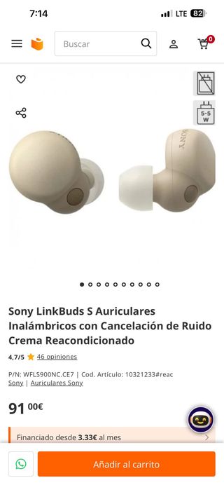 Sony LinkBuds S Auriculares Inalámbricos Beige
