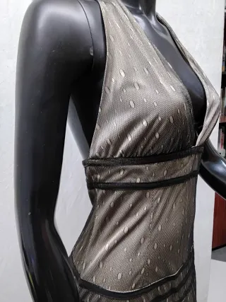 Vestido elegante dorado/verde oliva