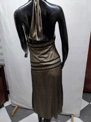 Vestido elegante dorado/verde oliva