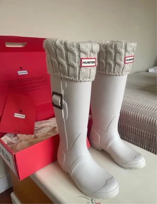 Botas Hunter Blancas con Calcetines