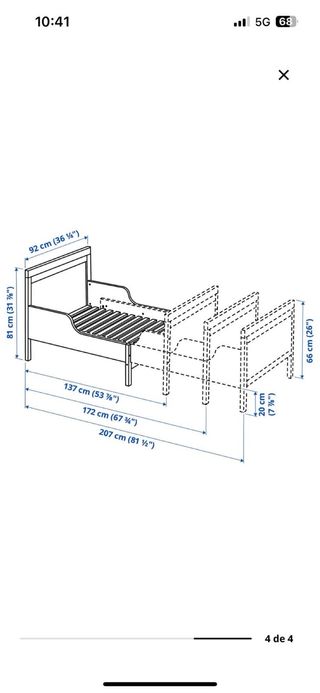 Cama extensible infantil 81x207 cm