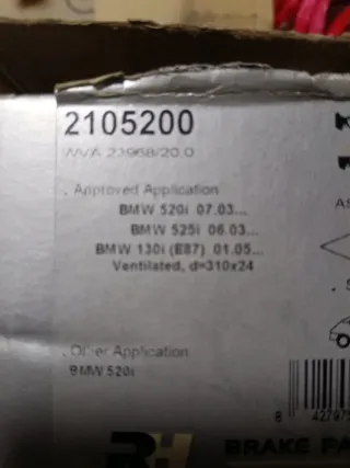 Pastillas Freno Delanteras BMW 520i 525i