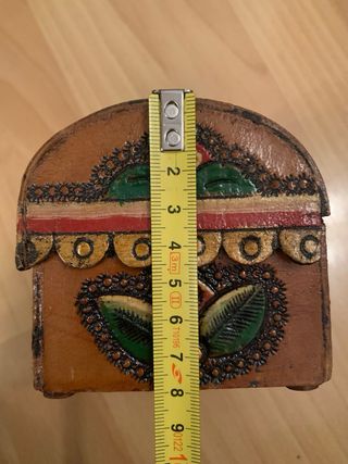 Cofre joyero de madera pintado a mano 14x8x8cm