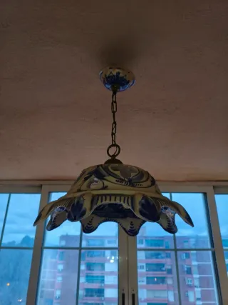 Lámpara de techo cerámica azul y blanca