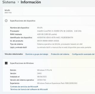 Mini PC Aopen - Intel Core i5, 4 Ram, 250 Gb. SSD.