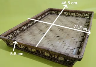 Bandeja de mimbre rectangular